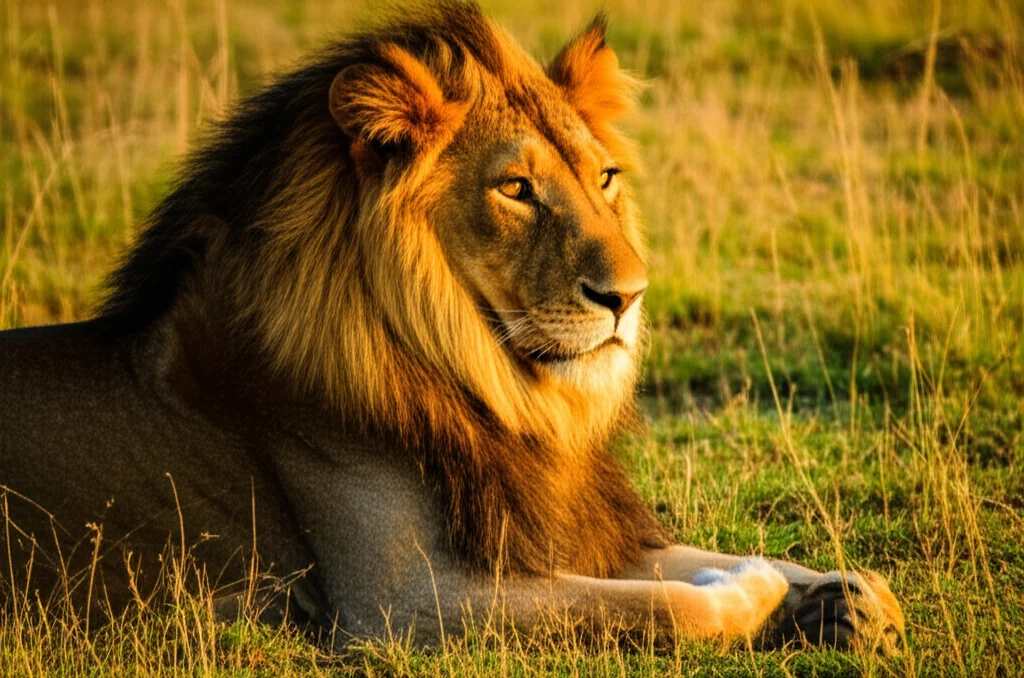 male lion golden hour Maasai Mara savannah close portrait warm light Kenya kenya safari photography tips best parks for wildlife photos