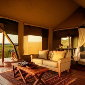 romantic luxury safari tent interior Maasai Mara golden hour candlelight dinner private veranda Kenya kenya safari honeymoon guide romantic lodges