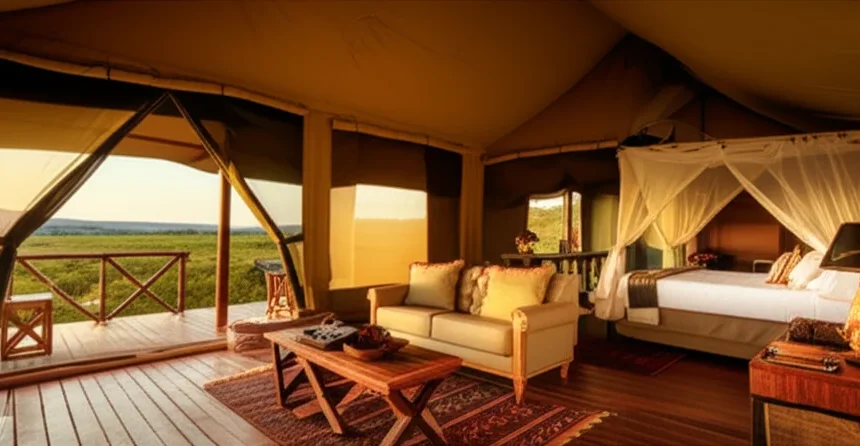Your Ultimate Kenya Safari Honeymoon Guide: Romantic Lodges, Perfect Timing & Unforgettable Moments 1 romantic luxury safari tent interior Maasai Mara golden hour candlelight dinner private veranda Kenya kenya safari honeymoon guide romantic lodges